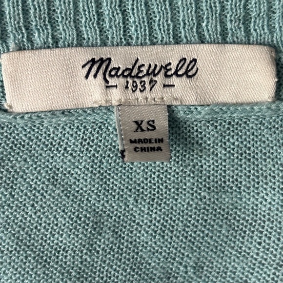 Madewell | Linen Blend | V-Neck Sweater | Seafoam Green | xs - Picture 3 of 8